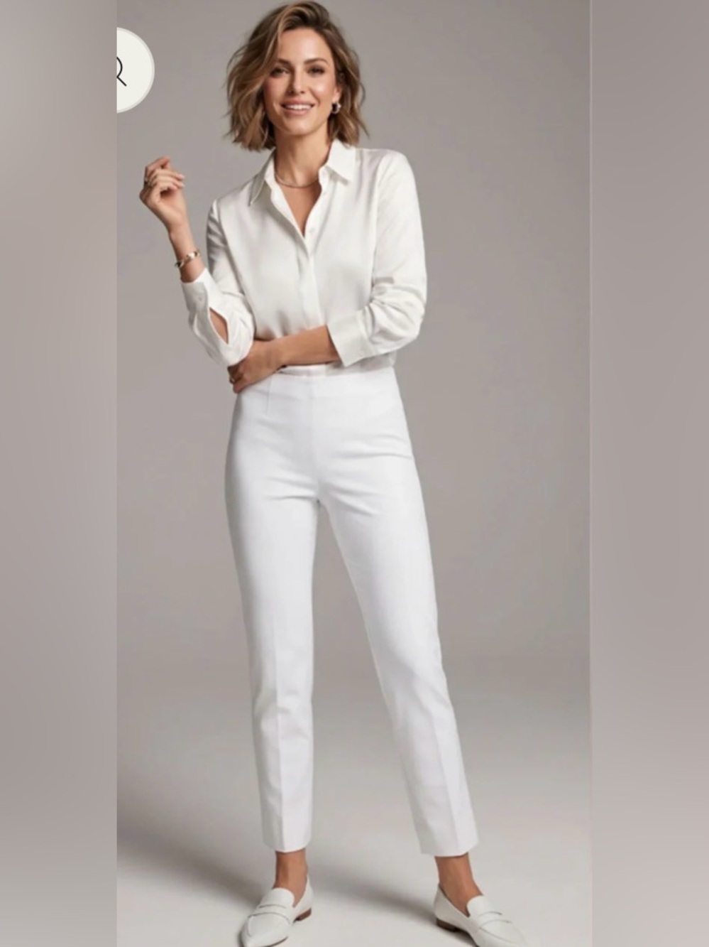 Raffaello Rossi Penny 7/8 Pants US 6 White Slim Pull On Stretch Trouser